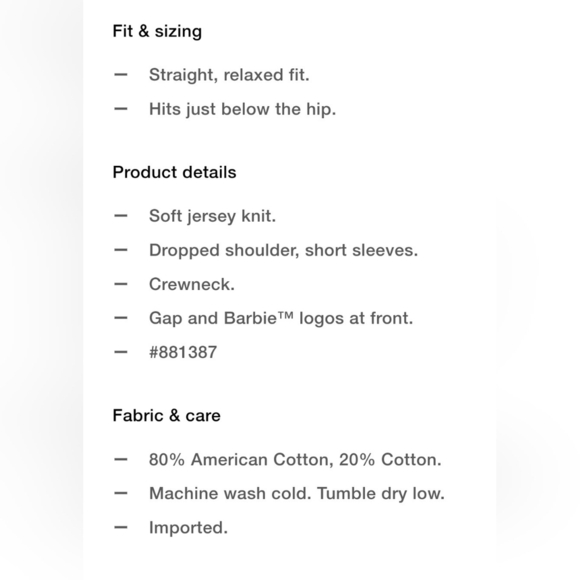 NWT Gap and Barbie Collection Limited Edition Short Sleeve T-Shirt - Picture 3 of 5